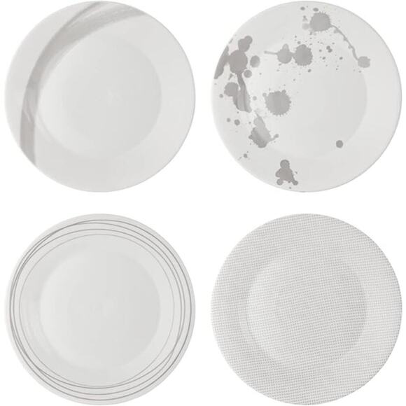 NEW Royal Doulton Pacific Stone 9" Assorted Salad Plates Gray White - Picture 1 of 11